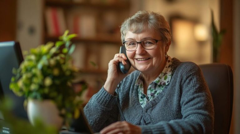 Opiekunka osób starszych rozmawia przez telefon w sprawie pracy w Niemczech z agencją Active Intercare