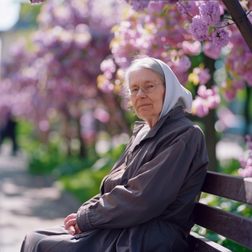dario1493_elder_nun_german_type_sitting_on_the_bench._nice_pers_a2d81bed-525e-4798-8a03-4966b01f81bd